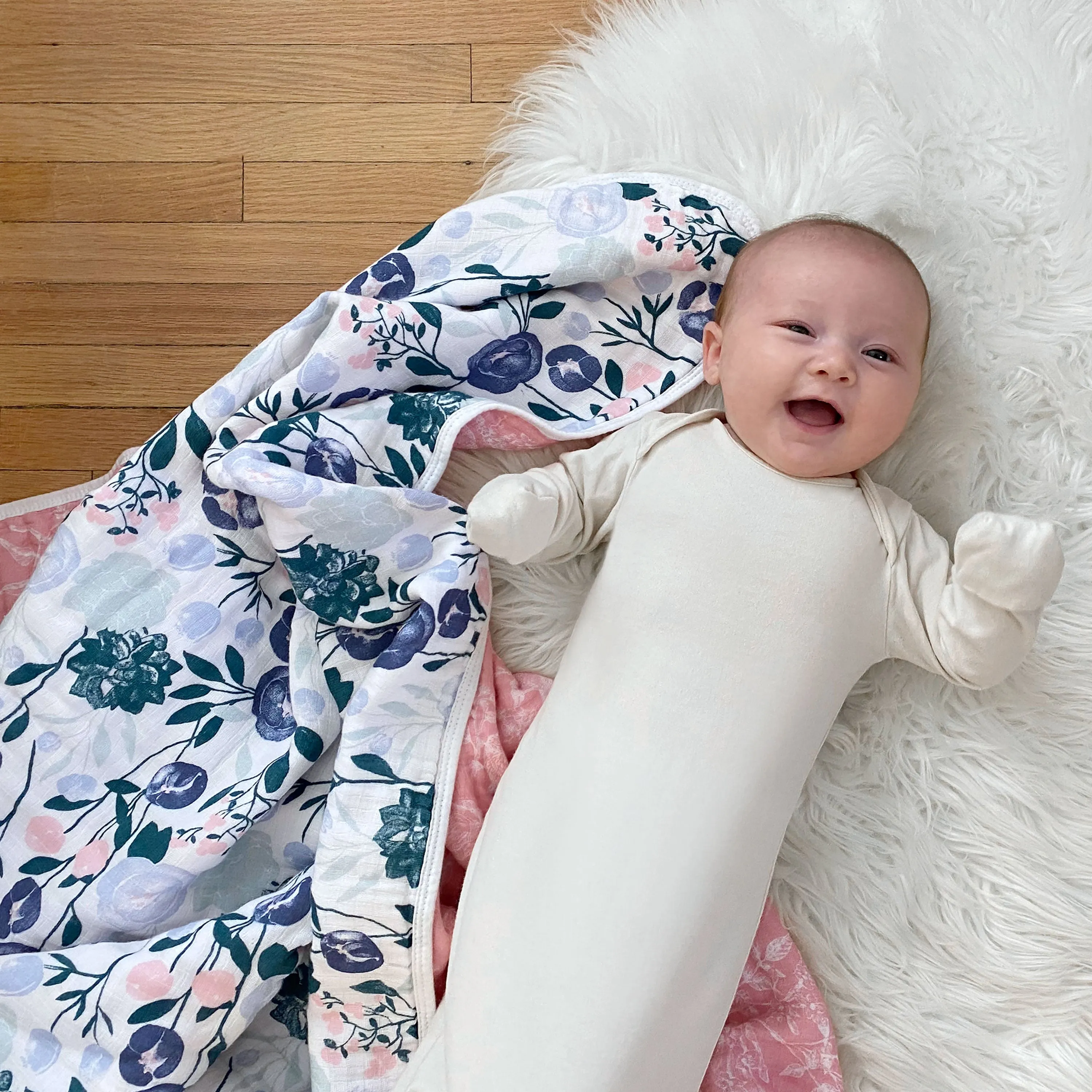 aden   anais Muslin Blanket Flowers Bloom Pink