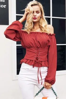 Blake Off Shoulder Lace-Up Corset Top