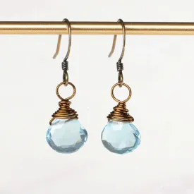 Blue Topaz Wire Wrapped Earrings