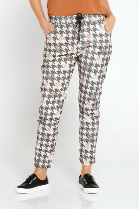 Camella Pants - Black/Brown Houndstooth