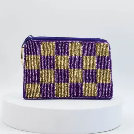 Checkered Purple/Gold Keychain Pouch V2