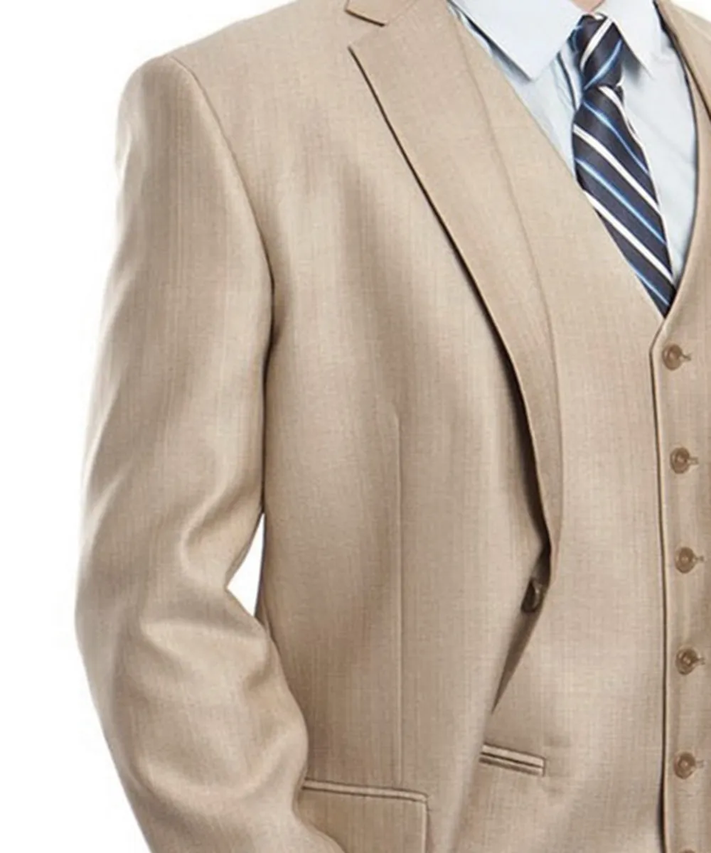 Classic Solid Textured Stone Suit with Vest