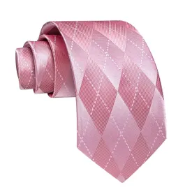 Classy Men Pink Argyle Silk Necktie