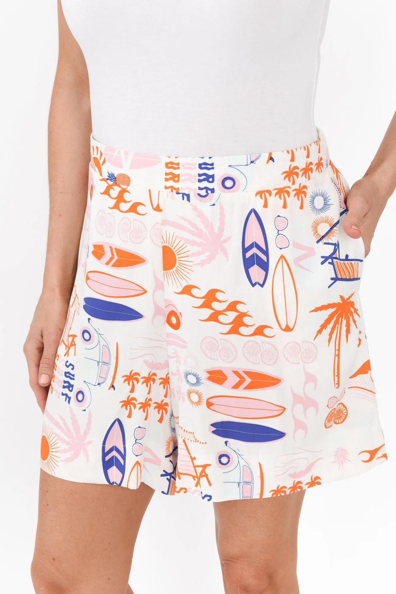 Desi Orange Surf Pocket Shorts