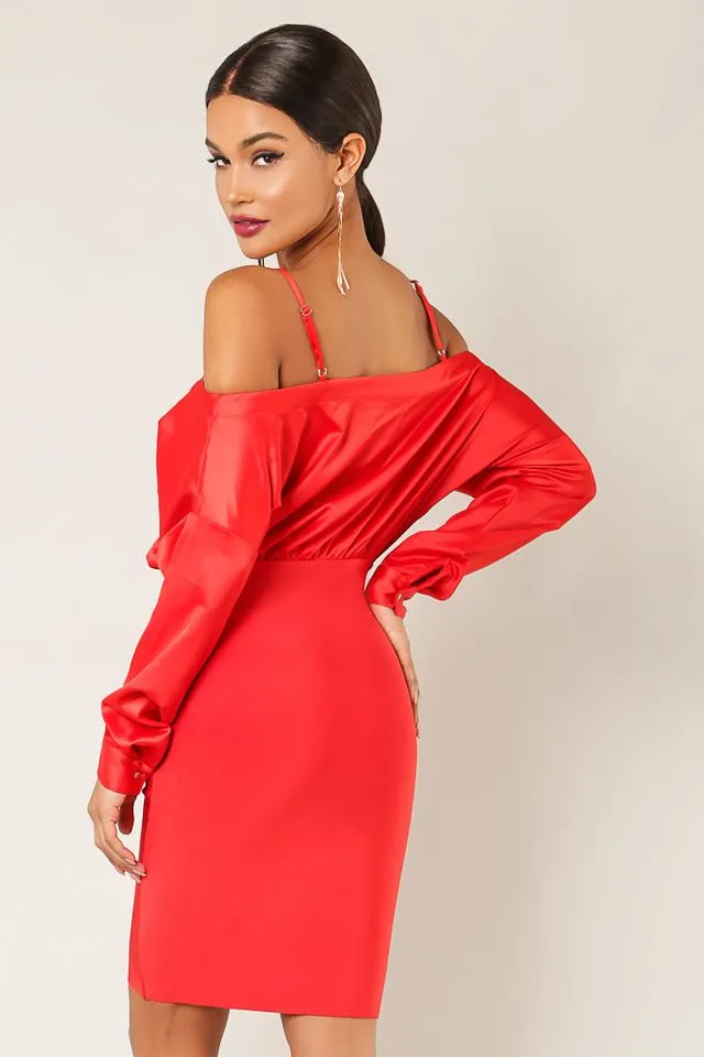 Doja Front Tie Off The Shoulder Bandage Dress