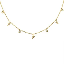 Edgy Star and Bezel Diamond Necklace