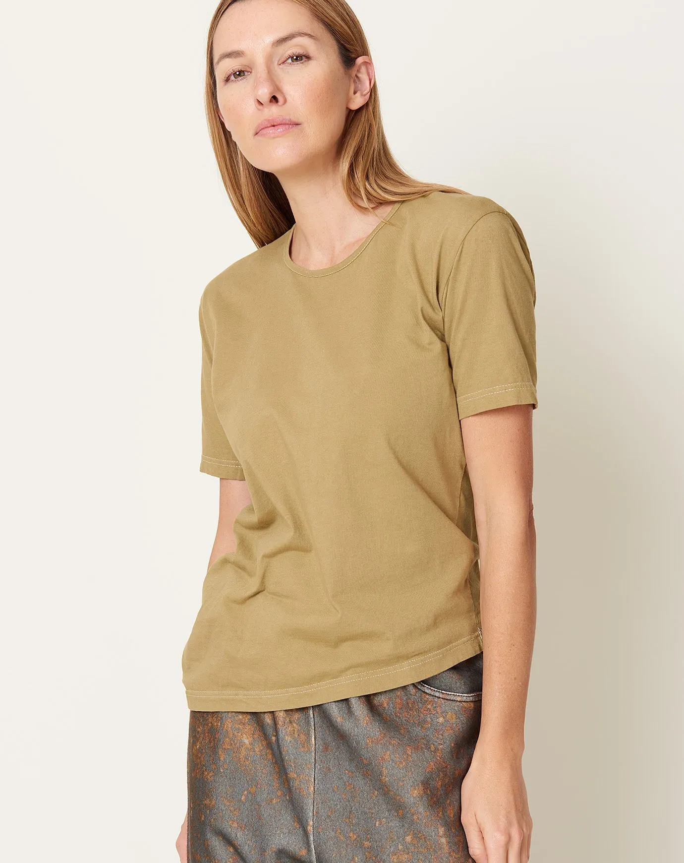 Edgy T Shirt in Garment Dyed Gold Brown