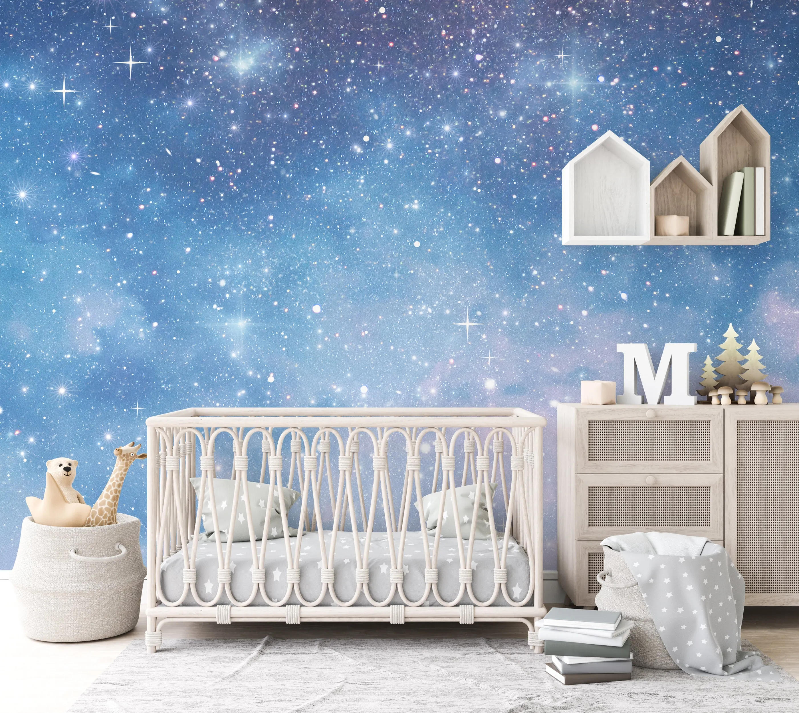 Glitter Sky Wall Mural - Navy