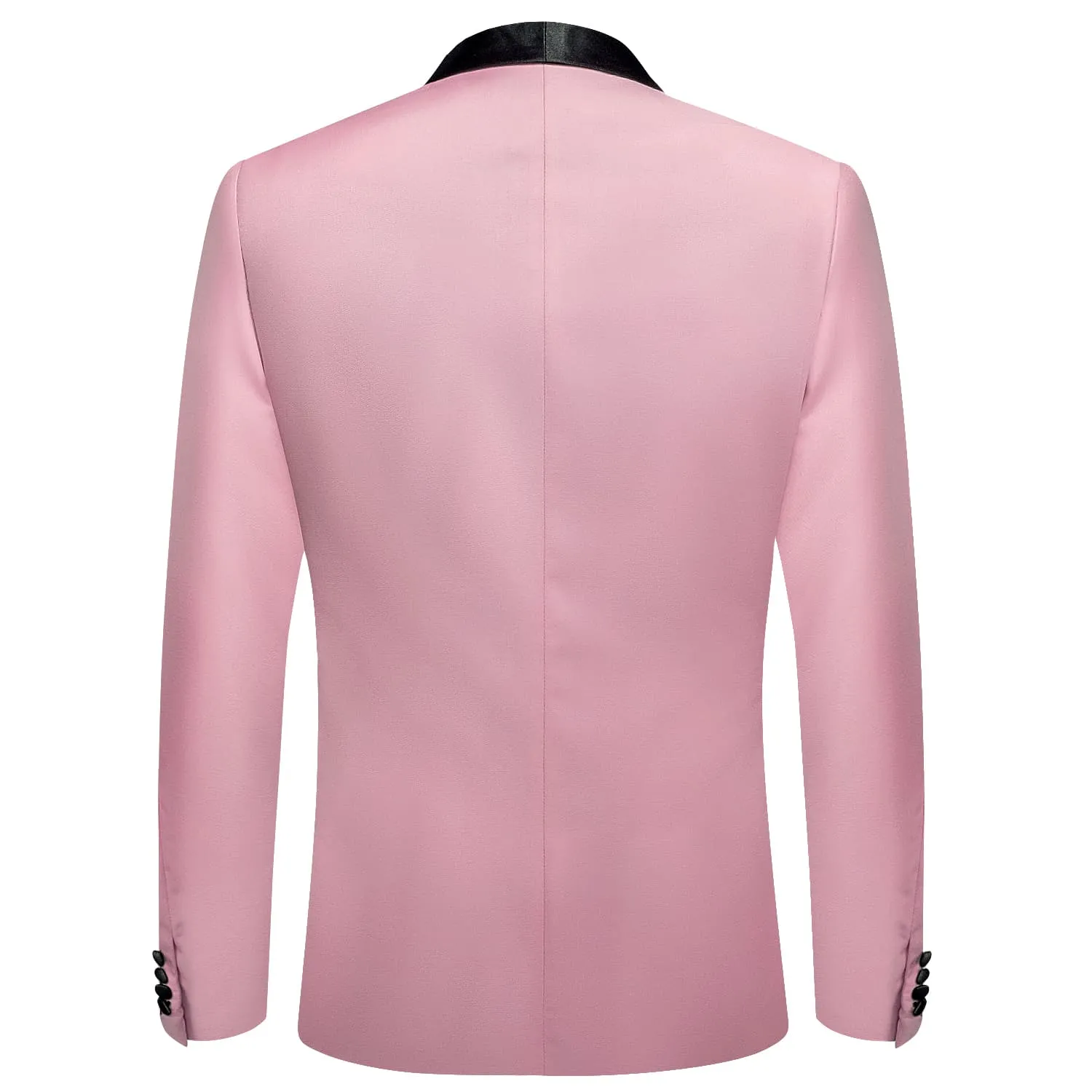 Hi-Tie Black Shawl Collar Pink Solid Blazer Bowtie Suit Set