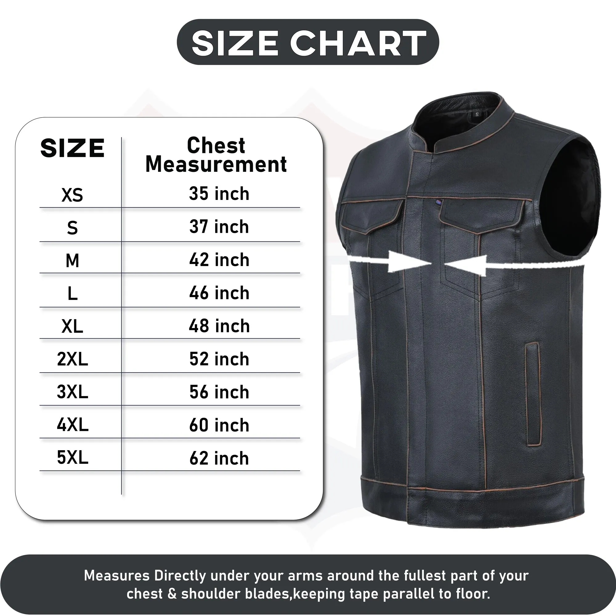 HL11689RB-BROWN RUB BUFF BROWN  Club Leather Motorcycle Vest Men