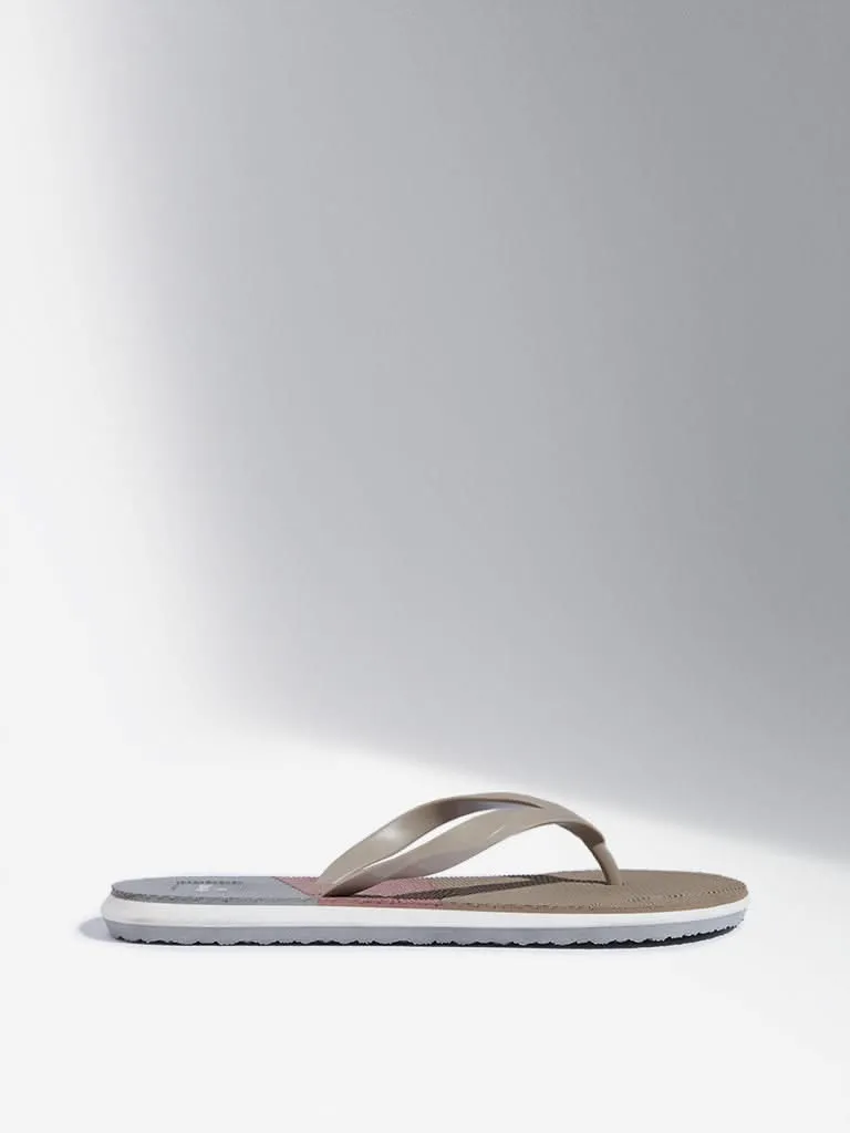 LUNA BLU Taupe Colour-Blocked Flip-Flop