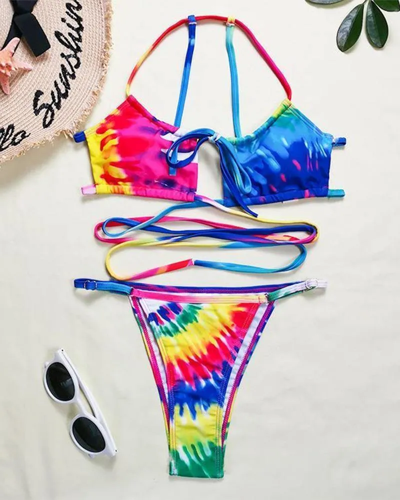 Multicolor Strap Swimwear Bikini Sets