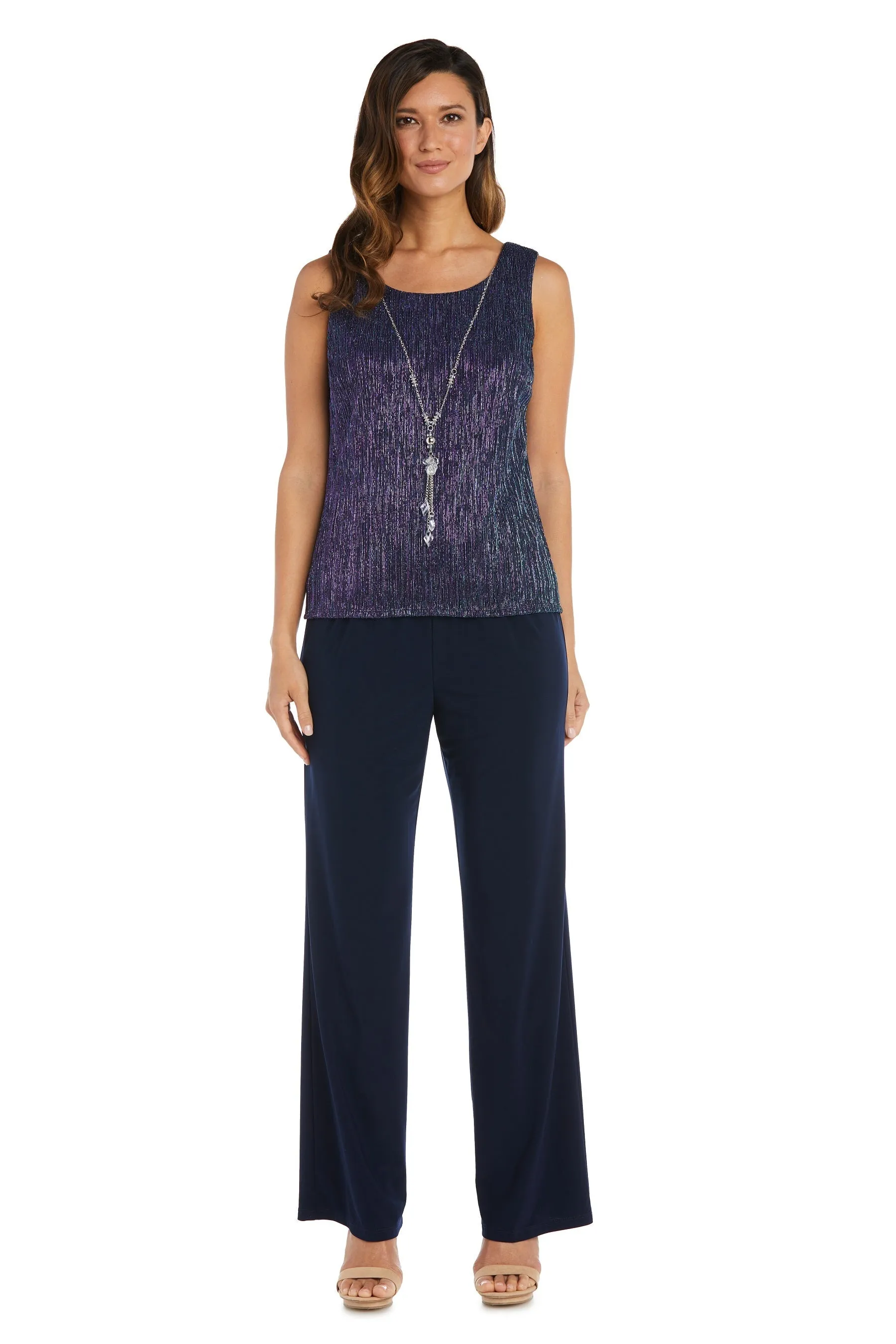 Petite Women's Crinkle Duster Pant Set - Mother of the Bride Pant suit