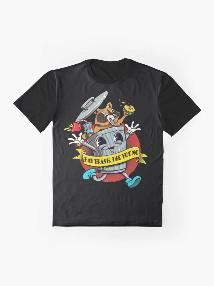 "Eat Trash Die Young" Vintage Cartoon Graphic T-Shirt