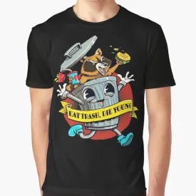 "Eat Trash Die Young" Vintage Cartoon Graphic T-Shirt