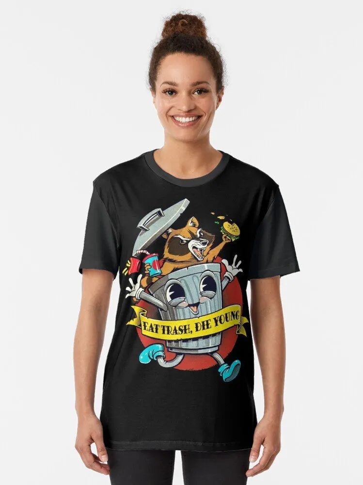 "Eat Trash Die Young" Vintage Cartoon Graphic T-Shirt