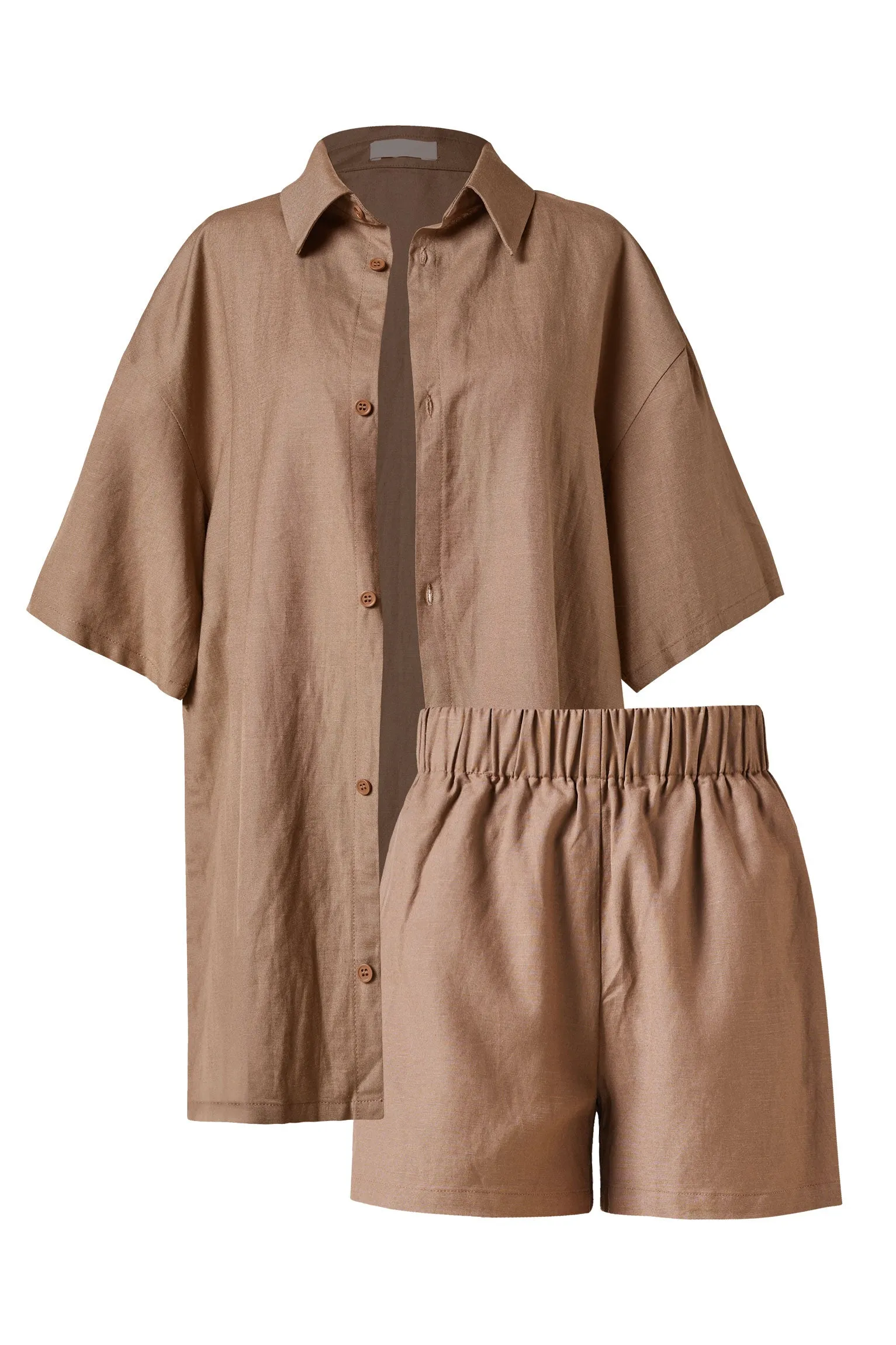 Rora Brown Top and Shorts Set