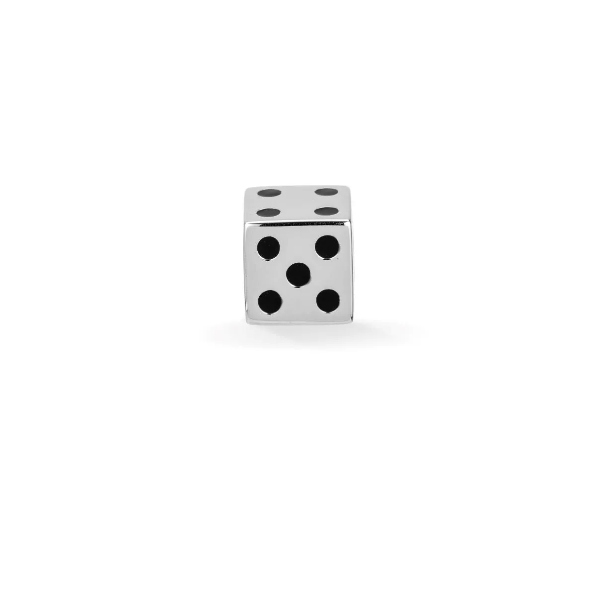 Silver Enamel Dice Big Bead