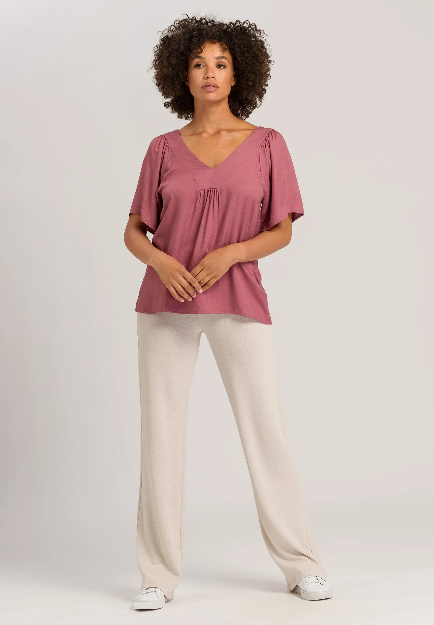 Sunny Vibes Flowy V-Neck Blouse | Rosewood 78727-2425