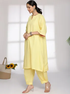 Yellow CottonSlub LongKurta